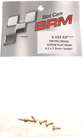 BRM Zubeh�r BRS-132A1 Karosseriemontage BRM Befestigungsschraube Metric Screws M2x7,2mm Short Flex-Typ m.Sechskant-Flachkopf �4,5mm (Messing) f.Slotcars 1:32-1:24