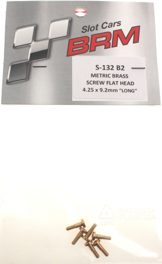 BRM Zubeh�r BRS-132B2 Karosseriemontage BRM Befestigungsschraube Metric Screws M2x9,2mm Long Flex-Typ m.Sechskant-Flachkopf �4,25mm (Messing) f.Slotcars 1:32-1:24