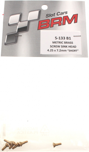 BRM Zubeh�r BRS-133B1 Karosseriemontage BRM Befestigungsschraube Metric Screws M2x7,2mm Short Flex-Typ m.Sechskant-Senkkopf �4,25mm (Messing) f.Slotcars 1:32-1:24