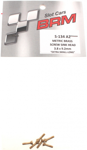 BRM Zubeh�r BRS-134A2 Karosseriemontage BRM Befestigungsschraube Metric Screws Extra Small M2x9,2mm Long Flex-Typ m.kleinem Sechskant- Senkkopf �3,8mm (Messing) f.Slotcars 1:32-1:24