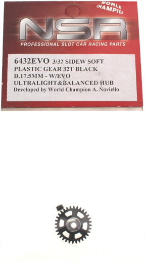 NSR Zubeh�r 806432E SW 3/32 Soft Plastic Gear 32t w/alu UL/B Black 17.5 mm
