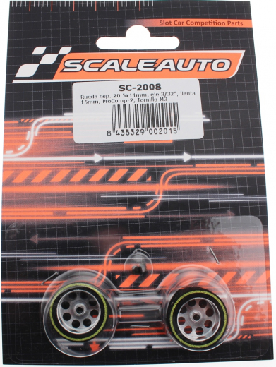 Scaleauto Zubeh�r SC2008 Komplettr�der �20,5x11mm ProComp-2 Moosgummi m.�15mm Alufelgen f.�2,38mm