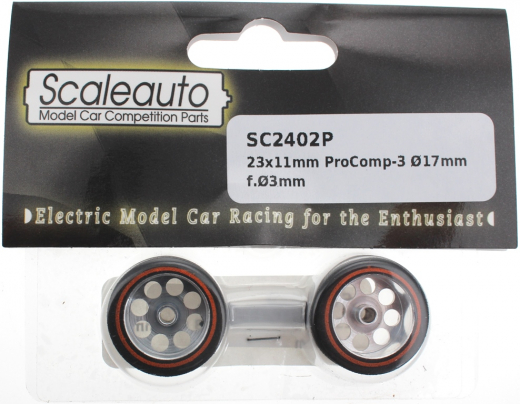 Scaleauto Zubeh�r SC2402P Komplettr�der �23x11mm ProComp-3 Moosgummi m.�17mm Alufelgen f.�3mm 23x11mm ProComp-3 �17mm f.�3mm