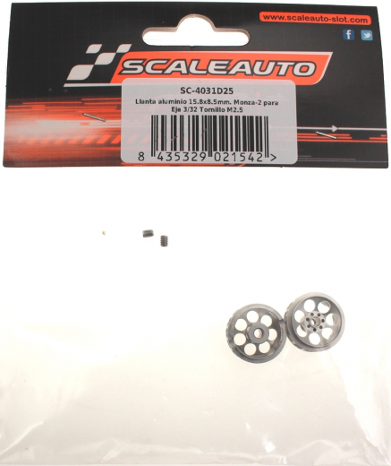 Scaleauto Zubeh�r SC4031D25 Felgen SCALEAUTO �15,8x8,5mm Monza-2 (Aluminium) gelocht m.Au�enhump f.�2,38mm