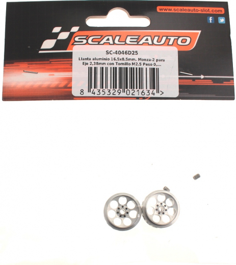 Scaleauto Zubeh�r SC4046D25 Felgen SCALEAUTO �16,5x8,5mm Monza-2 (Aluminium) gelocht m.Au�enhump f.�2,38mm