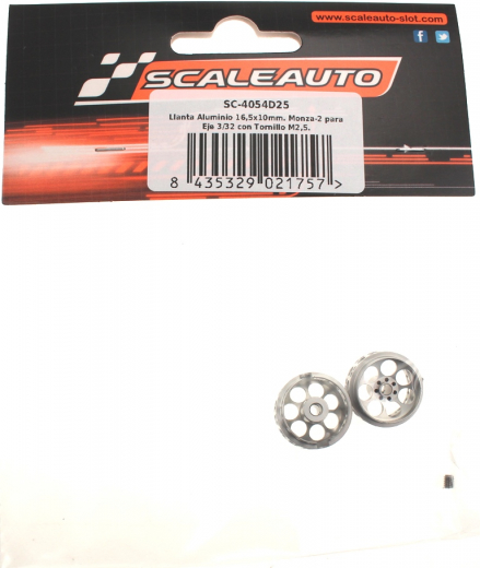 Scaleauto Zubeh�r SC4054D25 Felgen SCALEAUTO �16,5x10mm Monza-2 (Aluminium) gelocht m.Au�enhump f.�2,38mm