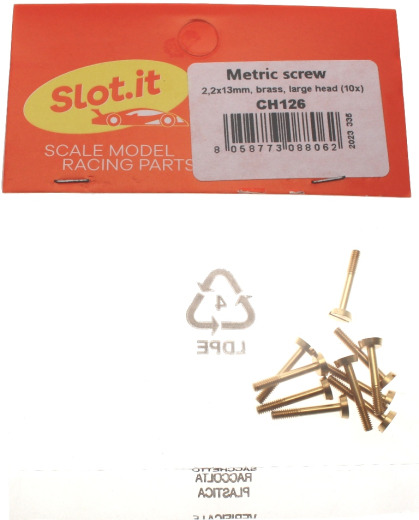 Slot.it Zubeh�r SICH126 Karosseriemontageschrauben 2 x 13mm Metrisch mit gro�em abgeschr�gtem Kopf