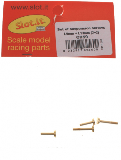 Slot.it Zubeh�r SICH59 Fahrwerksd�mpfung Montageschrauben �2,2x9+13mm Metric Messing m.Teilgewinde u.abgeschr�gtem Kopf