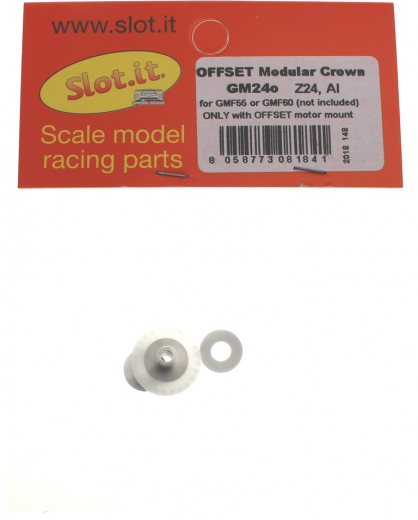 Slot.it Zubeh�r SIGM24O Kronzahnrad 24Z Modular Offset f.�2,38mm Plastik m.Aluminiumnabe u.Stahlscheiben