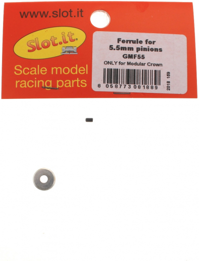 Slot.it Zubeh�r SIGMF55 Achsmontagehalter f.Modular-Kronzahnr�der zur Verwendung m.�5,5mm Motorritzel (Aluminium silber m.M2)