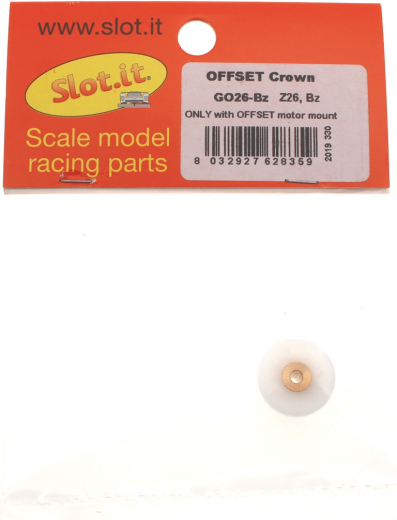 Slot.it Zubeh�r SIGO26BZ Kronzahnrad 26Z Offset f.�2,38mm Plastik m.Bronzenabe M2 u.Motorwellenf�hrung