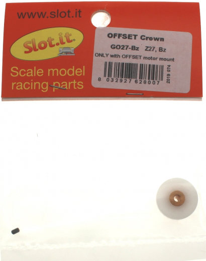 Slot.it Zubeh�r SIGO27BZ Kronzahnrad 27Z Offset f.�2,38mm Plastik m.Bronzenabe M2 u.Motorwellenf�hrung