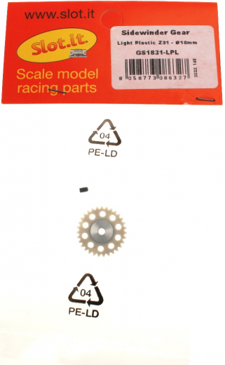 Slot.it Zubeh�r SIGS1831LPL Spurzahnrad 31Z Light Plastic �18mm Plastik gelocht/Alunabe m.Madenschraube f.Slotcars 1:32
