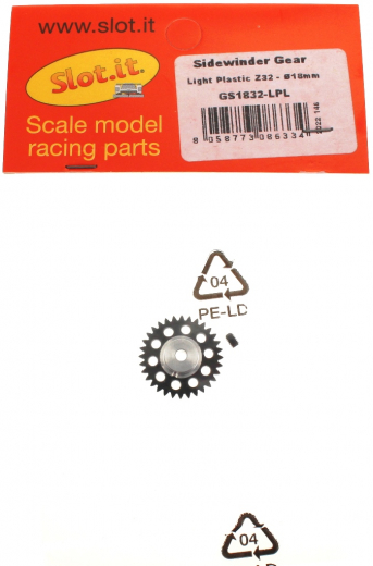 Slot.it Zubeh�r SIGS1832LPL Spurzahnrad 32Z Light Plastic �18mm Plastik gelocht/Alunabe m.Madenschraube f.Slotcars 1:32