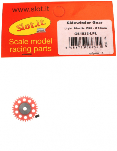 Slot.it Zubeh�r SIGS1833LPL Spurzahnrad 33Z Light Plastic �18mm Plastik gelocht/Alunabe m.Madenschraube f.Slotcars 1:32