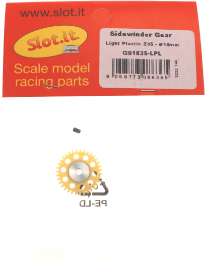 Slot.it Zubeh�r SIGS1835-LPL Spurzahnrad 35Z Light Plastic �18mm Plastik gelocht/Alunabe m.Madenschraube f.Slotcars 1:32