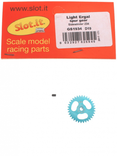 Slot.it Zubeh�r SIGS1934 Spurzahnrad 34Z M50 �19mm Light f.�2,38mm Aluminium M2