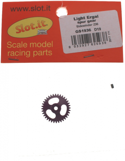 Slot.it Zubeh�r SIGS1936 Spurzahnrad 36Z M50 �19mm Light f.�2,38mm Aluminium M2