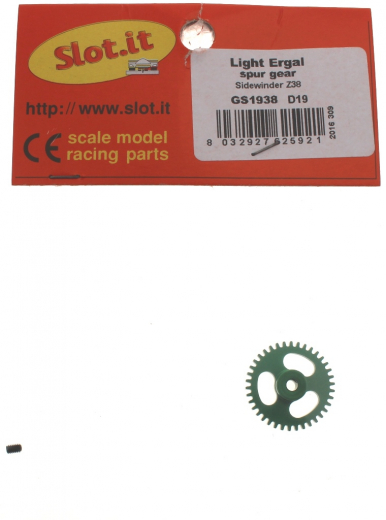 Slot.it Zubeh�r SIGS1938 Spurzahnrad 38Z M50 �19mm Light f.�2,38mm Aluminium M2