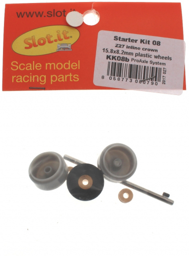 Slot.it Zubeh�r SIKK08B Hinterradachsumbau Inliner Kit m.Zahnrad 27Z u.Plastikfelgen �15,8x8,2mm f.Fly, Scalextric u.�.