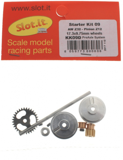 Slot.it Zubeh�r SIKK09D Hinterradachsumbau Anglewinder Kit m.Zahnrad 32Z u.Alufelgen �17,3x9,75mm f.Ninco u.�.