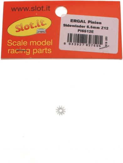 Slot.it Zubeh�r SIPI6512E Motorritzel 12Z �6,5mm Aluminium f.�2mm