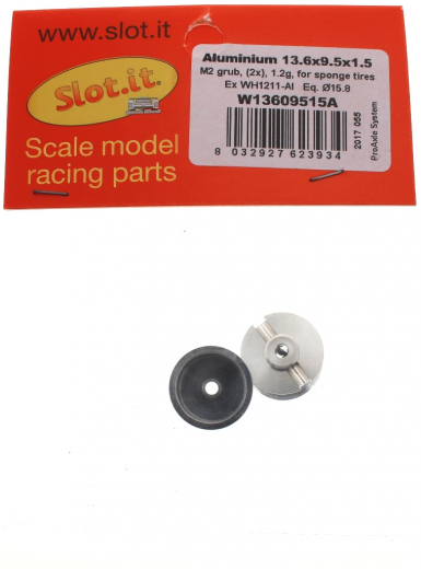 Slot.it Zubeh�r SIW13609515A Felgen �13,6x9,5mm m.1,5mm Bund Doppelsteg-Flachhump Aluminium M2 f.�2,38mm - zuvor WH1211-AL