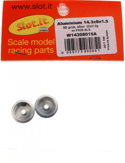 Slot.it Zubehr SIW14308015A Felgen 14,3x8x1,5mm f.2,38mm Aluminium (ex-PA33ALS)