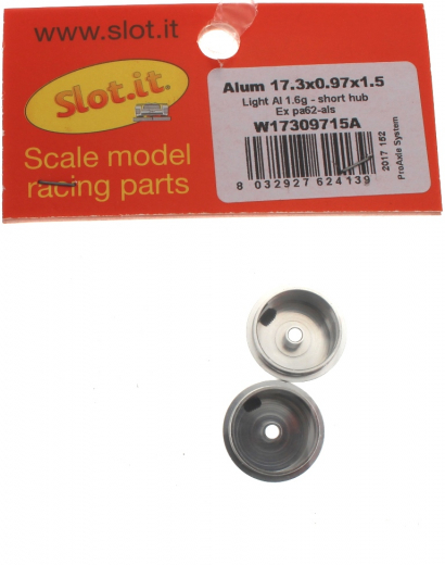 Slot.it Zubeh�r SIW17309715A Felgen �17,3x9,75mm m.1,5mm Bund Au�enhump Aluminium M2 f.�2,38mm - zuvor PA62-ALS/PA19-AL o.Distanz