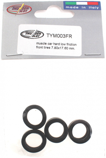 Thunderslot Ersatzteile + Zubeh�r TYM003FR Niederprofilreifen Vorderachse Muscle Car 9 x 17mm (4 St�ck)