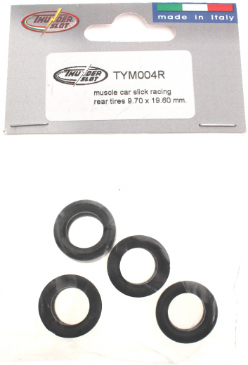 Thunderslot Ersatzteile + Zubeh�r TYM004R Rennreifen Slick Hinterachse Muscle Car 8,7 x 19,6mm (4 St�ck)