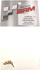 BRM Zubeh�r BRS-134A1 Karosseriemontage BRM Befestigungsschraube Metric Screws Extra Small M2x7,2mm Short Flex-Typ m.kleinem Sechskant- Senkkopf �3,8mm (Messing) f.Slotcars 1:32-1:24