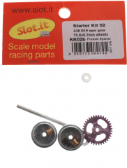 Slot.it Zubeh�r SIKK02B Hinterradachsumbau Sidewinder Kit m.Zahnrad 36Z �19mm u.Alufelgen �15,8x8,2mm f.Fly, Scalextric u.�.