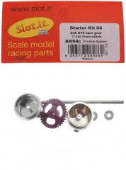 Slot.it Zubeh�r SIKK04C Hinterradachsumbau Sidewinder Kit m.Zahnrad 36Z u. Alufelgen �17,3x9,75mm f.Fly, Scalextric u.�.