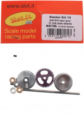 Slot.it Zubeh�r SIKK15B Hinterradachse Tuning GT Sidewinder m.Lager, Zahnrad 36Z �19mm u.�17,3x8,2mm Alufelgen f.Scalextric